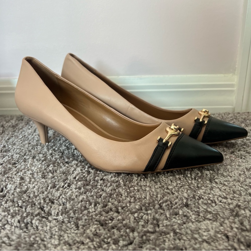 COACH - Black and Nude Kitten Heel with Buckle